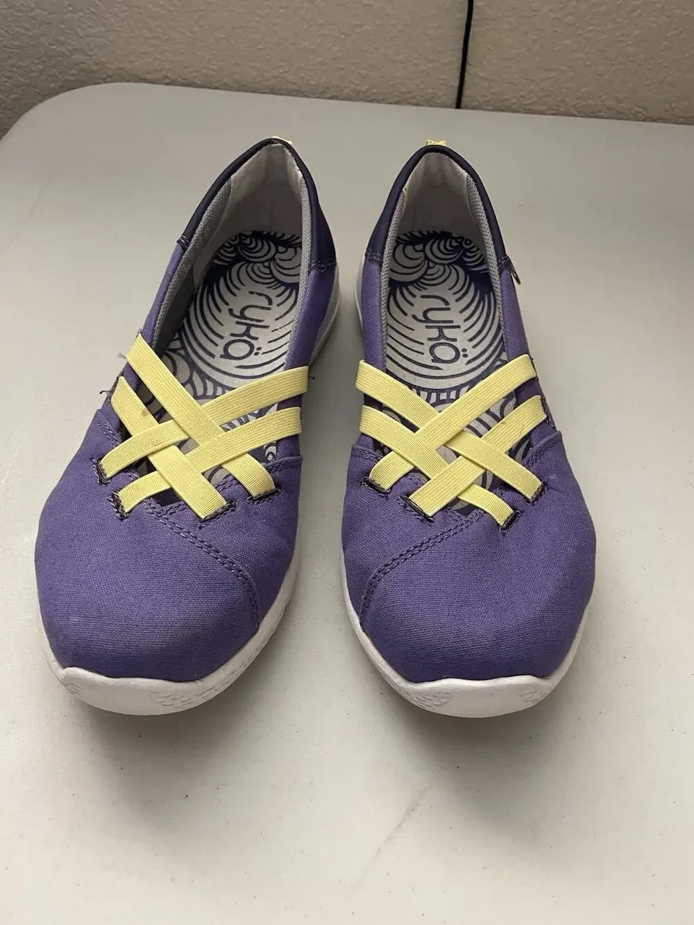 rykä Sneakers Women's 7.5M Purple & Yellow Elastic Bands Walking Shoe